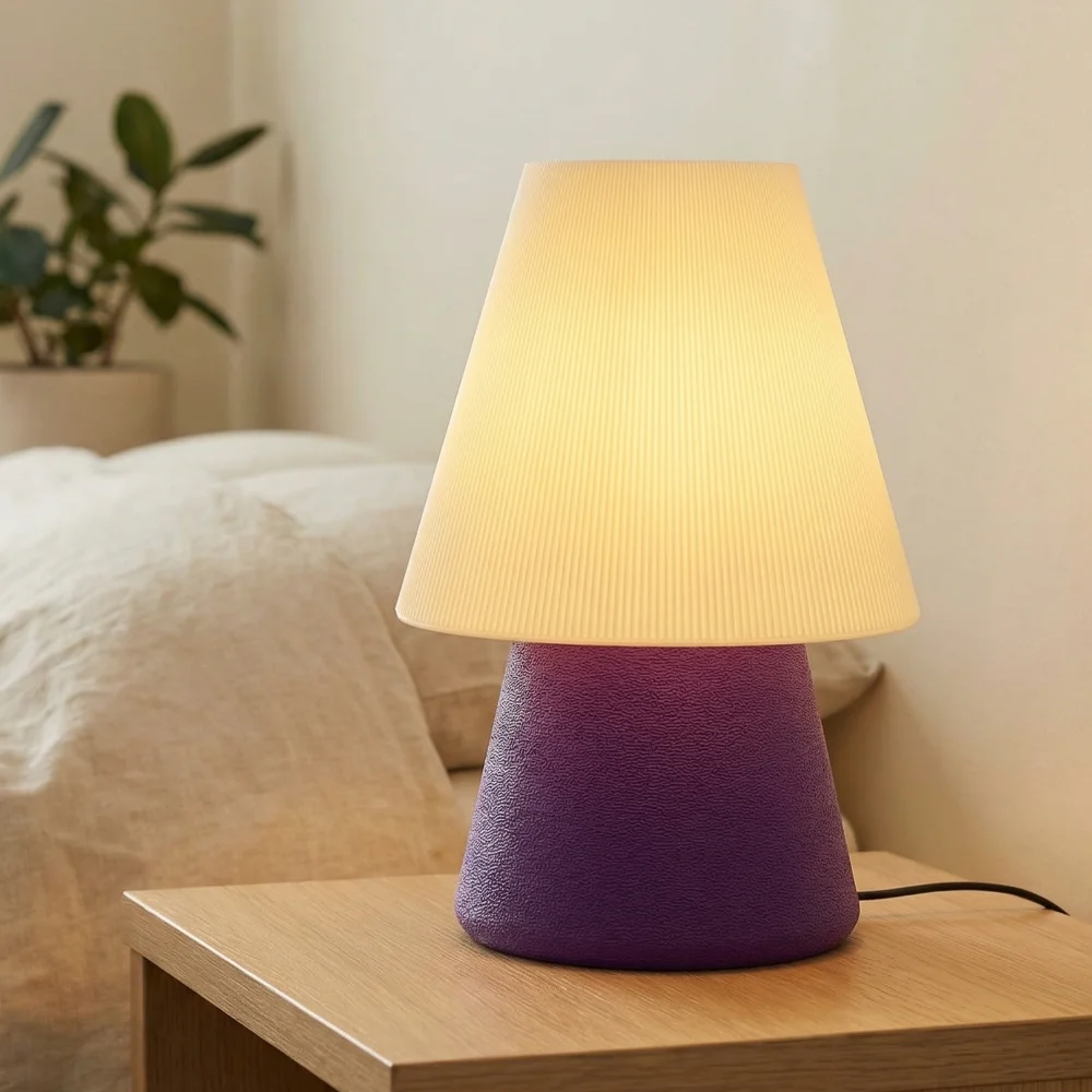 Tapiu Forma 31 modern cone light shade in purple and white with ribbed design