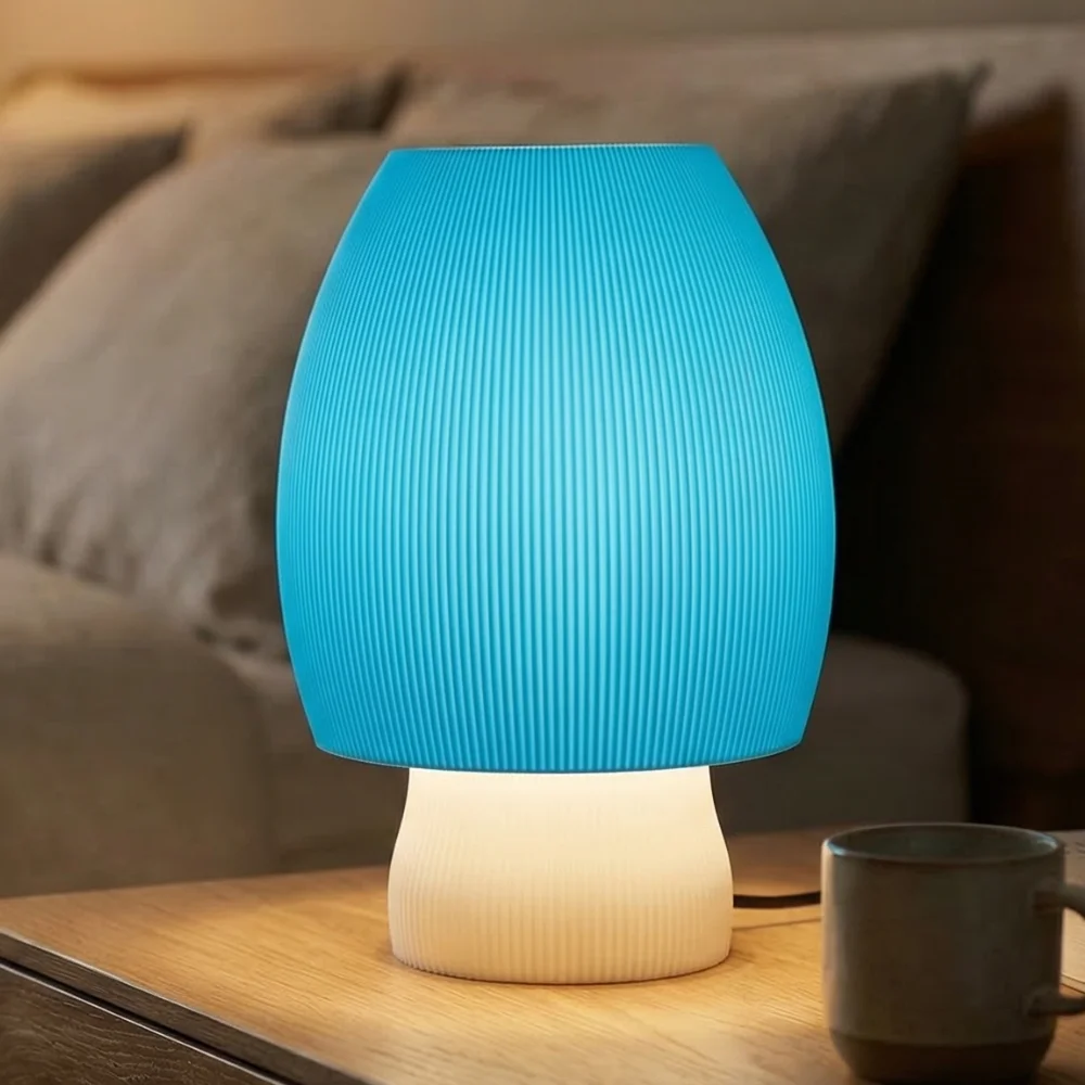 Tapiu Forma 28 ribbed light shade in blue and white with E27 socket