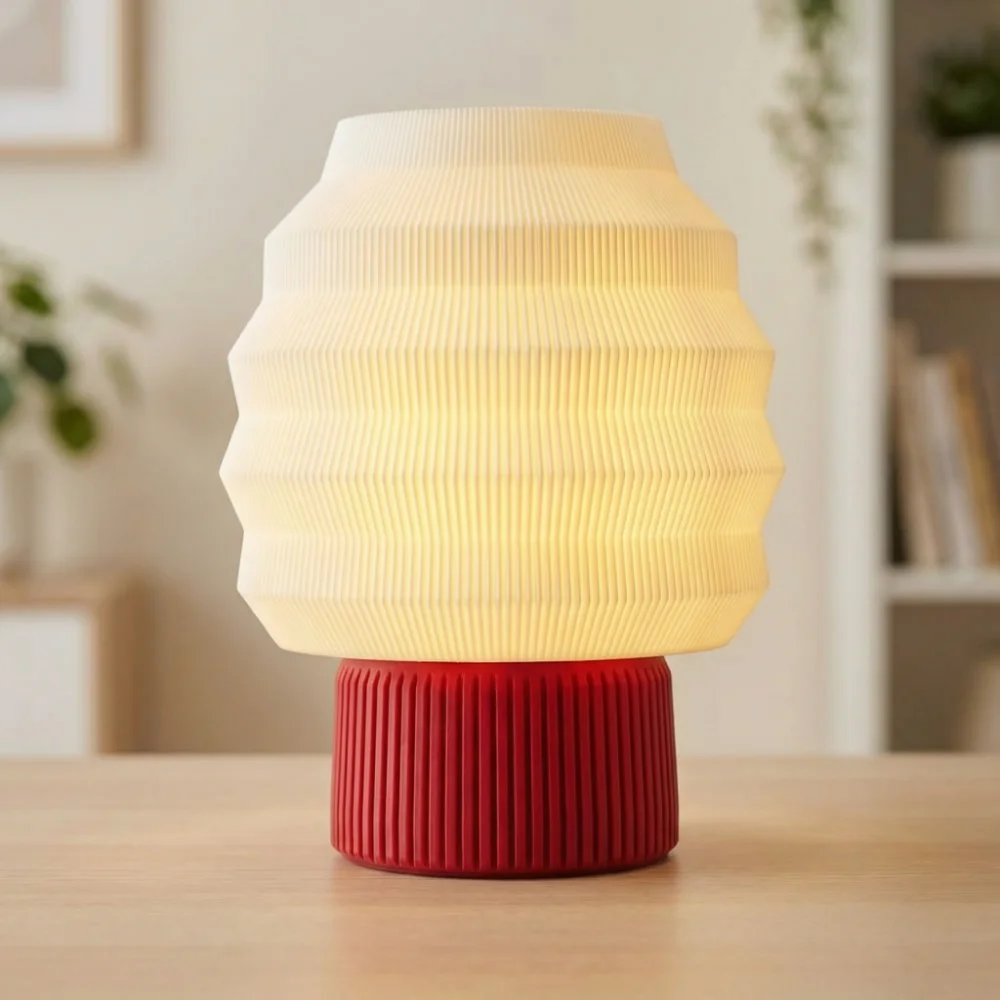 Tapiu Forma 46 wavy light shade in dark red and white with textured modern design