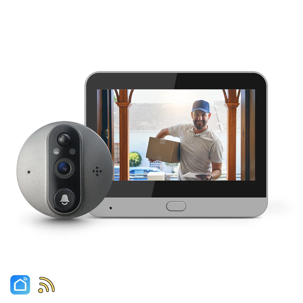 WiFi smart peephole camera doorbell with 4.3 inch screen